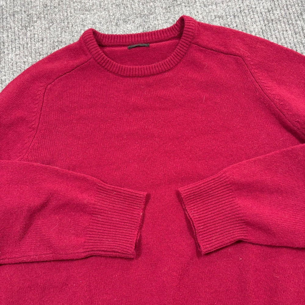 J. Crew Sweater Mens L Red 100% Lambswool Crewneck Raglan RN77388